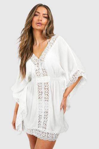 Womens Lace Trim Cheesecloth Beach Dress - - S - boohoo - Modalova