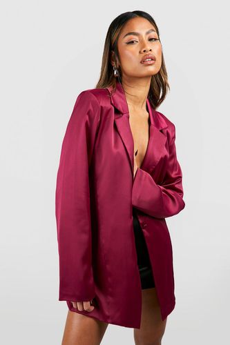 Womens Premium Satin Relaxed Fit Blazer - - 10 - boohoo - Modalova