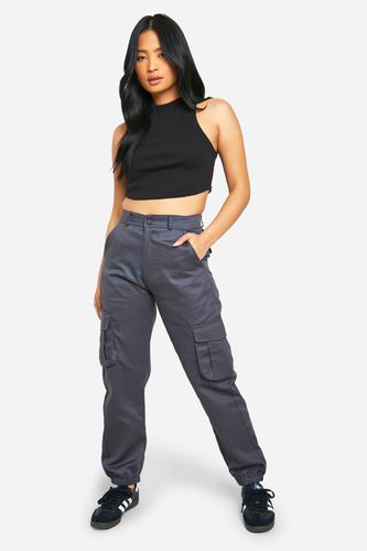 Womens Petite High Waisted Twill Cargo Joggers - - 10 - boohoo - Modalova