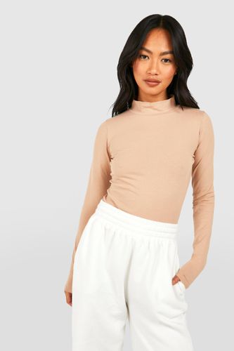Womens Basic Cotton Funnel Neck Long Sleeve Bodysuit - - 10 - boohoo - Modalova