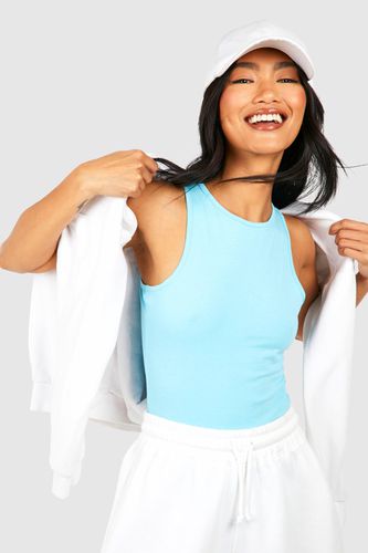Womens Basic Cotton Racer Neck Bodysuit - - 10 - boohoo - Modalova