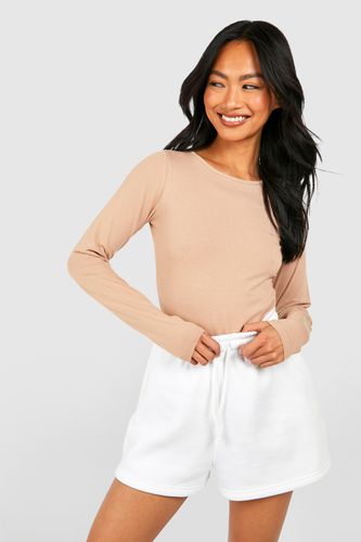 Womens Basic Cotton Crew Neck Long Sleeve Bodysuit - - 16 - boohoo - Modalova