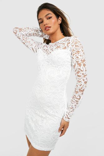 Womens Lace Flare Cuff Mini Dress - - 10 - boohoo - Modalova