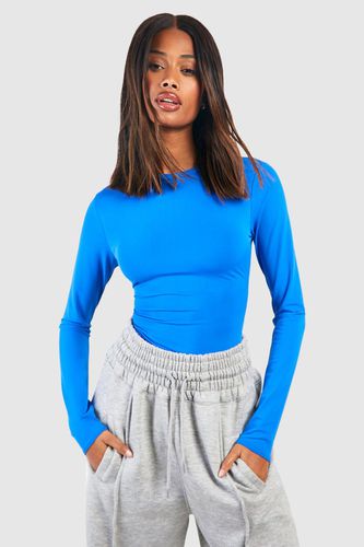 Womens Premium Matt Slinky Crew Neck Long Sleeve Top - - 14 - boohoo - Modalova