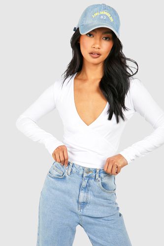 Womens Premium Super Soft Wrap Long Sleeve Crop Top - - 10 - boohoo - Modalova