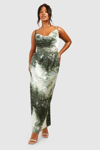 Womens Plus Marble Printed Satin Maxi Dress - - 16 - boohoo - Modalova