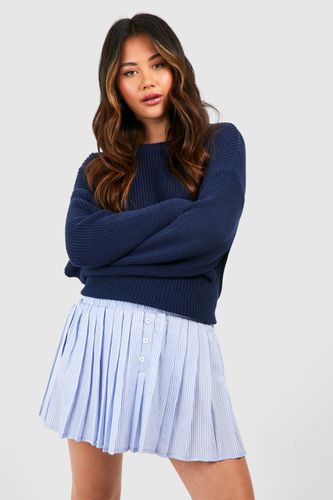 Womens Stripe Pleated Detail Mini Skirt - - 10 - boohoo - Modalova
