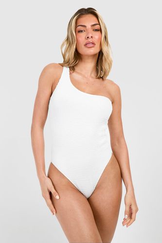Womens Crinkle One Shoulder Swimsuit - - 12 - boohoo - Modalova