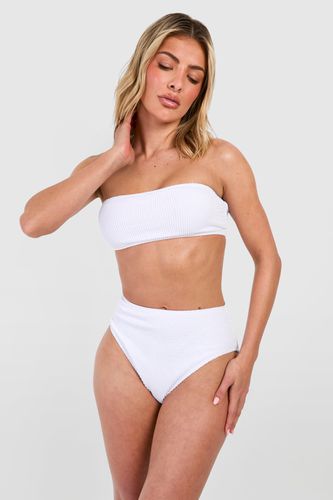 Womens Mix & Match Crinkle High Waist Bikini Brief - - 12 - boohoo - Modalova