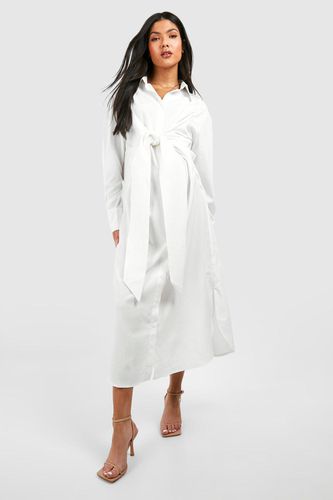 Womens Maternity Tie Detail Midaxi Shirt Dress - - 12 - boohoo - Modalova