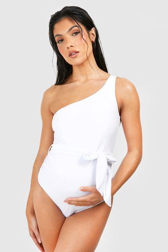 Womens Maternity Belted One Shoulder Swimsuit - - 10 - boohoo - Modalova