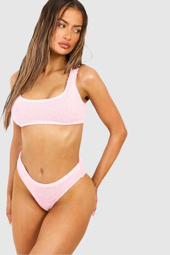 Womens Premium Crinkle Scoop Bikini Top - - 10 - boohoo - Modalova