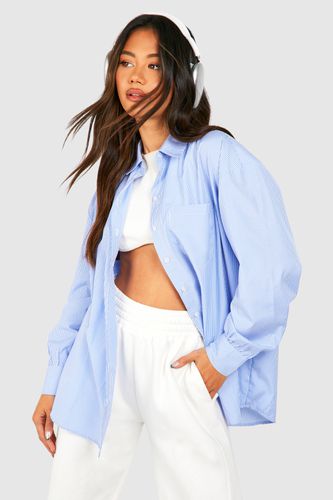 Womens Oversized Fine Stripe Shirt - - 10 - boohoo - Modalova