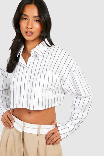 Womens Petite Stripe Crop Shirt - - 16 - boohoo - Modalova