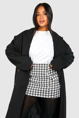 Womens Wool Look Dogtooth Mini Skirt - & - 10 - boohoo - Modalova