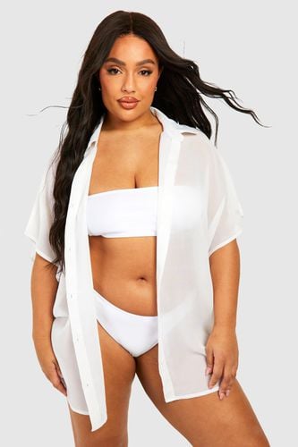 Womens Plus Oversized Short Sleeve Beach Shirt - - 20 - boohoo - Modalova