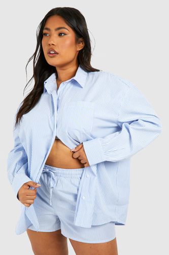 Womens Plus Stripe Shirt & Short Co Ord - - 18 - boohoo - Modalova