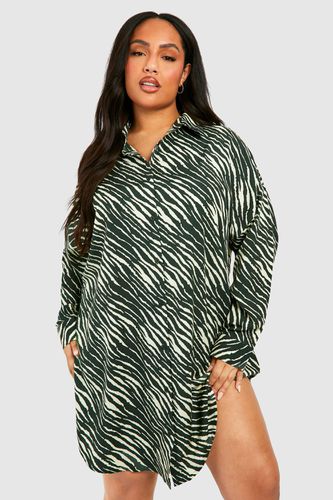 Womens Plus Zebra Printed Shirt Dress - - 16 - boohoo - Modalova