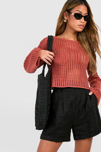 Womens Flare Sleeve Crochet Top - - S - boohoo - Modalova