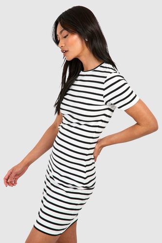 Womens Premium Super Soft Short Sleeve Stripe Bodycon Mini Dress - - 10 - boohoo - Modalova