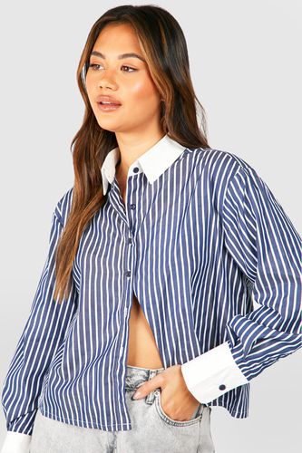 Womens Contrast Stripe Boxy Shirt - - 12 - boohoo - Modalova
