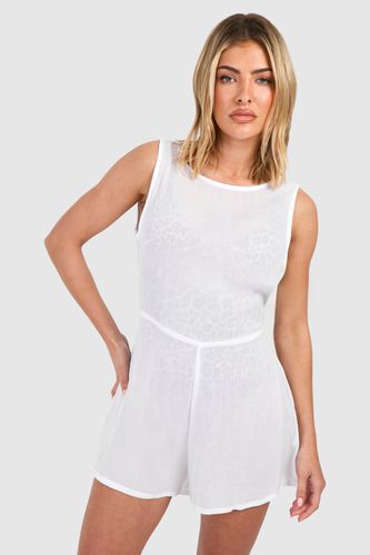 Womens Cheesecloth Tie Back Beach Playsuit - - L - boohoo - Modalova