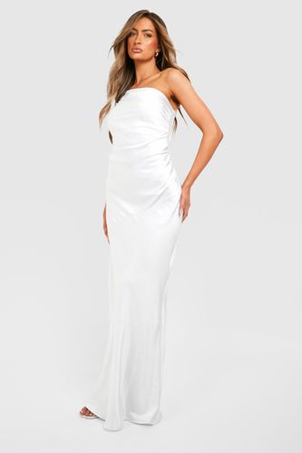 Womens Bridesmaid Satin Strappy Asymmetric Maxi Dress - - 12 - boohoo - Modalova