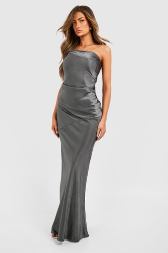 Womens Bridesmaid Satin Strappy Asymmetric Maxi Dress - - 12 - boohoo - Modalova