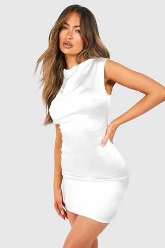 Womens Satin High Neck Cap Sleeve Mini Dress - - 10 - boohoo - Modalova