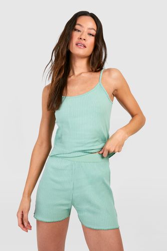 Womens Tall Rib Lettuce Hem Vest Top - - 14 - boohoo - Modalova