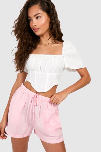 Womens Puff Sleeve Corset Top - - 10 - boohoo - Modalova