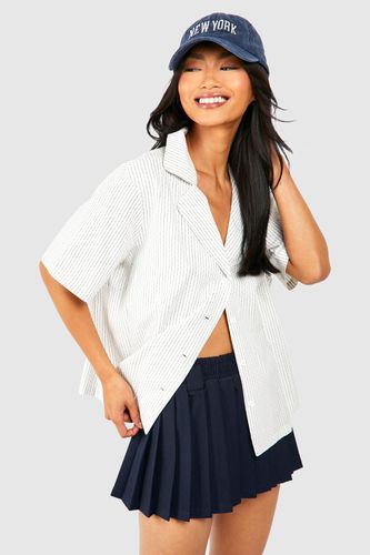 Womens Textured Stripe Resort Shirt - - 14 - boohoo - Modalova