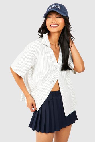 Womens Textured Stripe Resort Shirt - - 16 - boohoo - Modalova