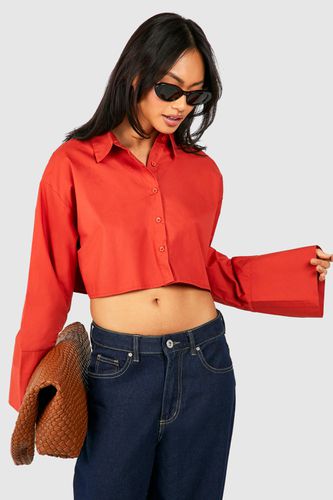 Womens Cotton Poplin Boxy Crop Shirt - - 16 - boohoo - Modalova