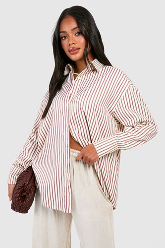 Womens Oversized Striped Shirt - - 12 - boohoo - Modalova