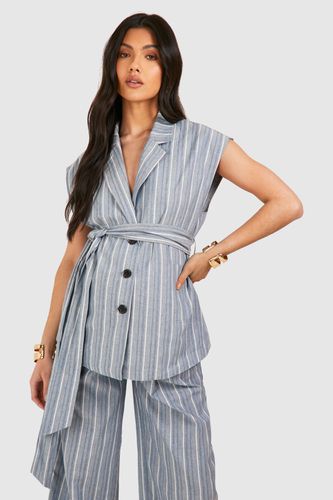 Womens Maternity Stripe Sleeveless Belted Blazer - - 8 - boohoo - Modalova