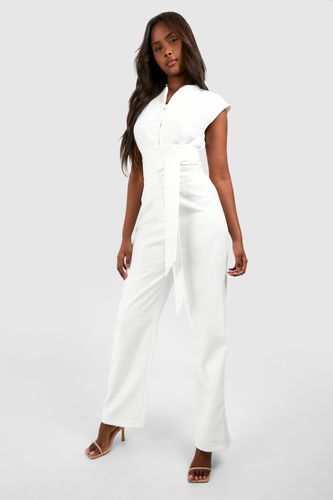 Womens Obi Belt Wide Leg Jumpsuit - - 12 - boohoo - Modalova