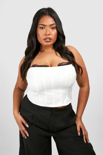 Womens Plus Contrast Lace Corset Top - - 22 - boohoo - Modalova