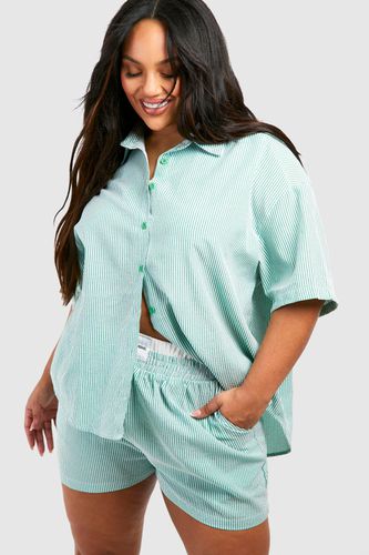 Womens Plus Dsgn Studio Textured Stripe Shirt Co-ord - - 18 - boohoo - Modalova
