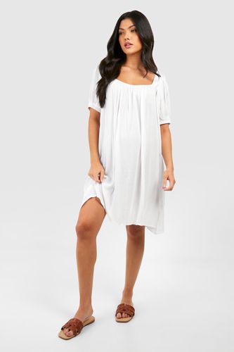Womens Maternity Cheesecloth Puff Sleeve Mini Dress - - 10 - boohoo - Modalova