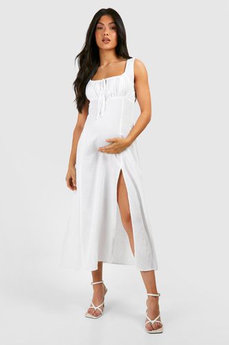 Womens Maternity Linen Sleeveless Milk Maid Midaxi Dress - - 16 - boohoo - Modalova