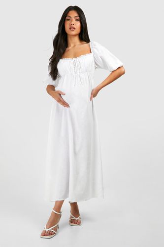 Womens Maternity Linen Milk Maid Midi Dress - - 12 - boohoo - Modalova