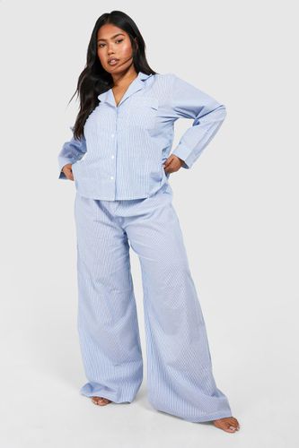 Womens Plus Striped Button Through Pj Trouser Set - - 22 - boohoo - Modalova