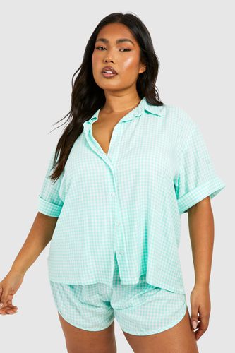 Womens Plus Gingham Pj Short Set - - 26 - boohoo - Modalova