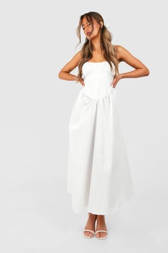 Womens Cotton Midaxi Milkmaid Dress - - 10 - boohoo - Modalova