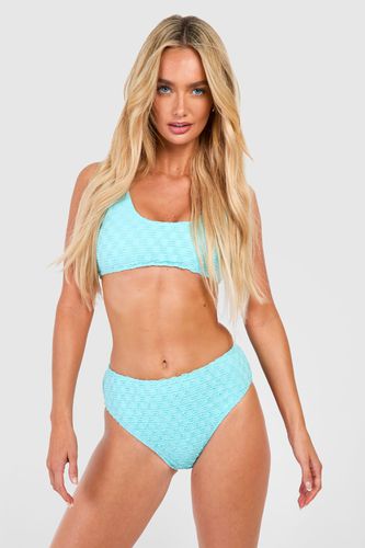 Womens Textured High Waisted Bikini Brief - - 12 - boohoo - Modalova