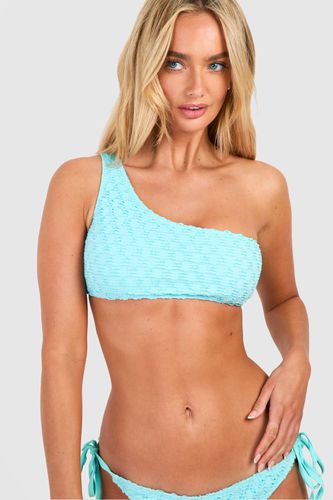 Womens Textured One Shoulder Bikini Top - - 12 - boohoo - Modalova