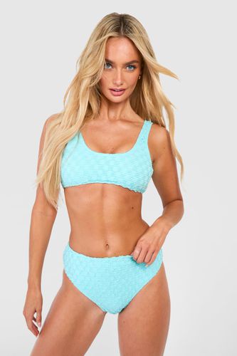 Womens Textured Square Neck Bikini Top - - 16 - boohoo - Modalova