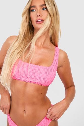 Womens Textured Square Neck Bikini Top - - 12 - boohoo - Modalova