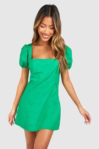 Womens Square Neck Cotton Mini Dress - - 12 - boohoo - Modalova